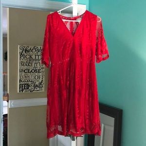 Lace red dress